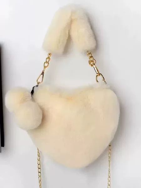 Love Heart Handbag for Girls, Peach Heart Bag, Plush Bag, Handbag for Women, Cute Women's Bag, Single Shoulder Crossbody Bag