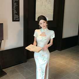 改良少女年轻旗袍优雅显瘦修身设计气质包臀连衣裙高开叉工作服潮
