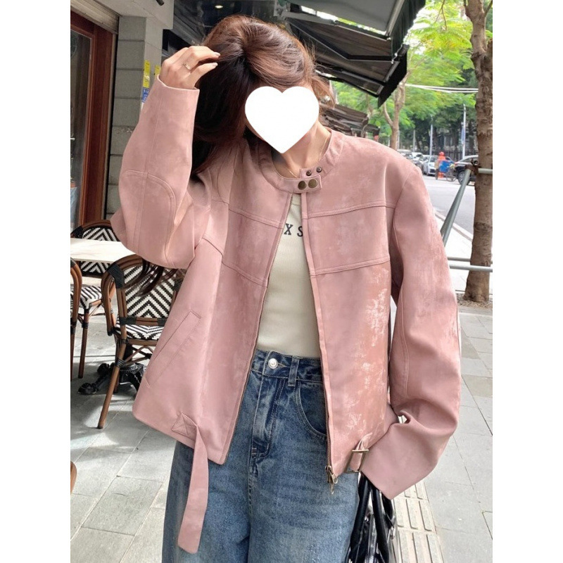 韩版外套女春秋季新款甜美小个子时尚夹克仿麂皮绒气质减龄上衣|undefined