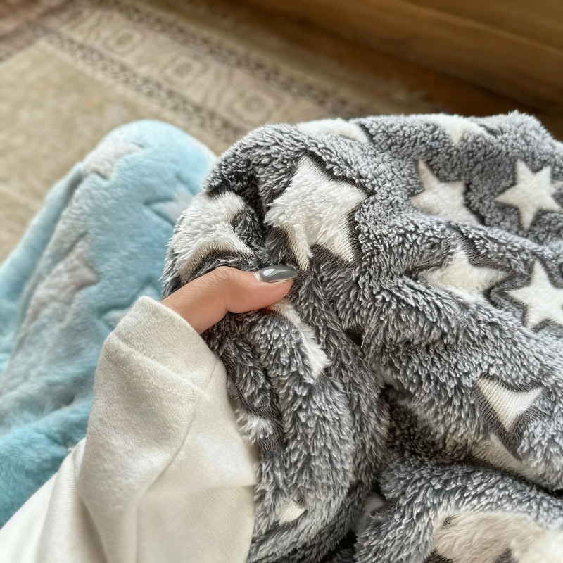 Star Jacquard Long-Haired Flannel Pajamas Autumn and Winter Thickeneded Fleece-Lined Home Casual Warm Girls Outer Wear Home Pants