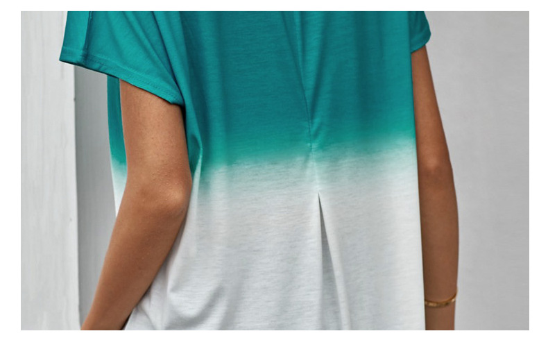Tie-Dye Short-Sleeved Gradient Color V-Neck T-Shirt NSSI52981