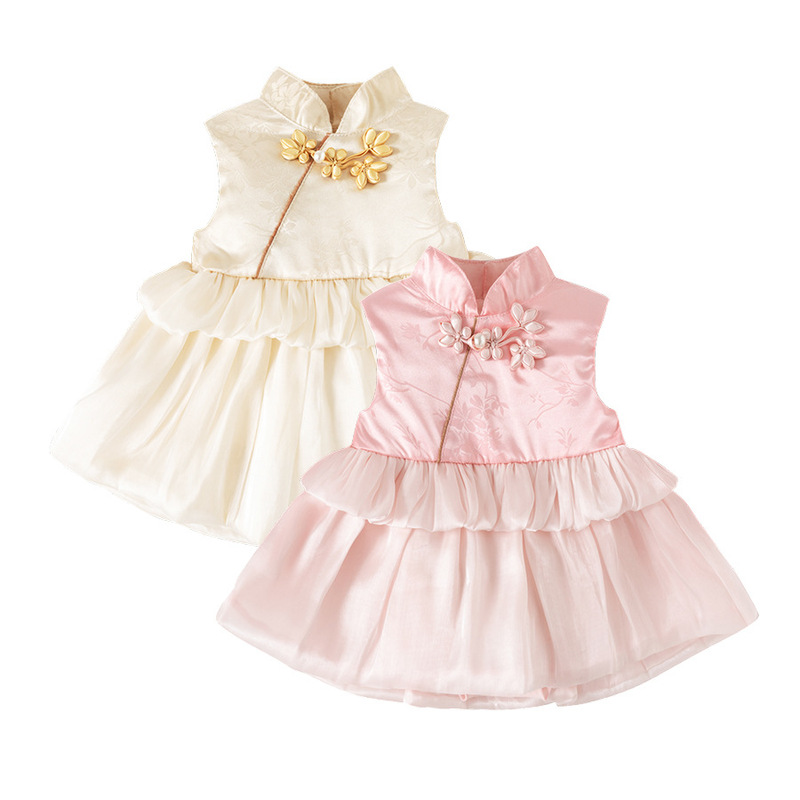 Girls' Summer New Chinese-Style Sleeveless National Style Dress Baby Romper Princess Dress One-Year-Old Hundred-Day Celebration Dress Girls' Summer New Chinese-Style Sleeveless National Style Dress Baby Romper Princess Dress One-Year-Old Hundred-Day Celebration Dress