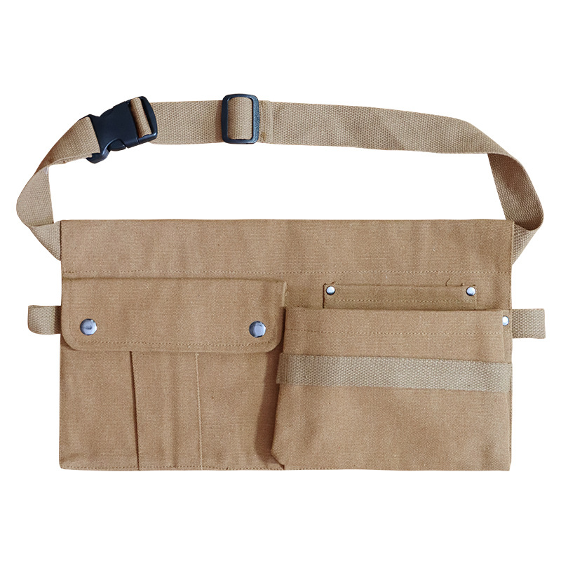Amazon lienzo delantal medio-longitud cintura corta bolsa electricista carpintería TRABAJO ROPA herramienta delantal medio-longitud fábrica al por mayor