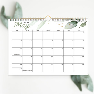 2026 Cross-Border New Product English Wall Calendar International Holidays Simple Modern 12-Month English Calendar Factory Direct Sale