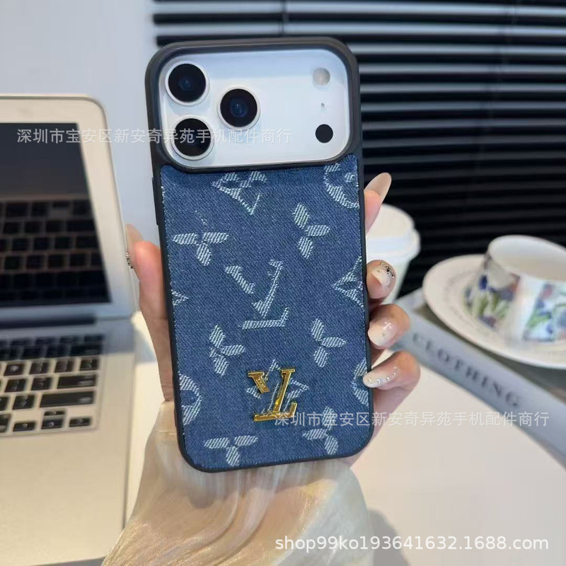 欧美牛仔潮牌保护壳适用iPhone17Promax高级皮质防摔苹果16手机壳|undefined