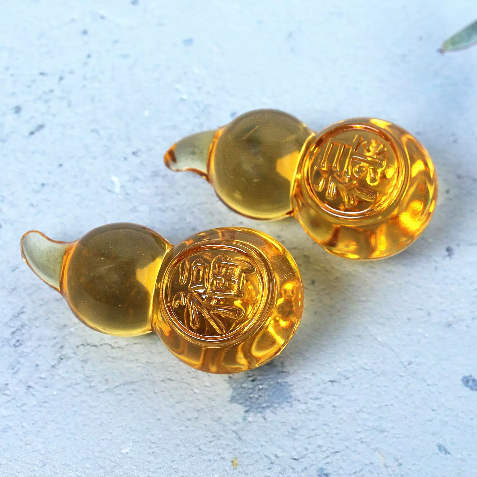 厂家直销黄水晶福禄双收葫芦摆件好运居家摆放装饰水晶葫芦工艺品