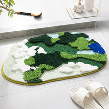 跨境轻奢植绒地毯苔藓异形浴室地垫柔软超细纤维可水洗吸水地毯门