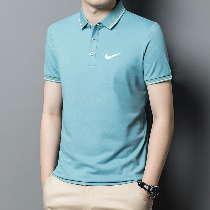 Polo Shirt Men's 2024 Summer New Fashion Trendy Men's Lapel T-Shirt Light Business Casual Short-Sleeved Tops for Men