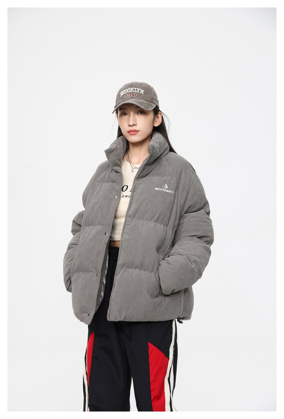 OIRTD winter nieuwe corduroy opstaande kraag voor zowel mannen als vrouwen, warme jas, dikke katoenen jas MY595_voghion.com