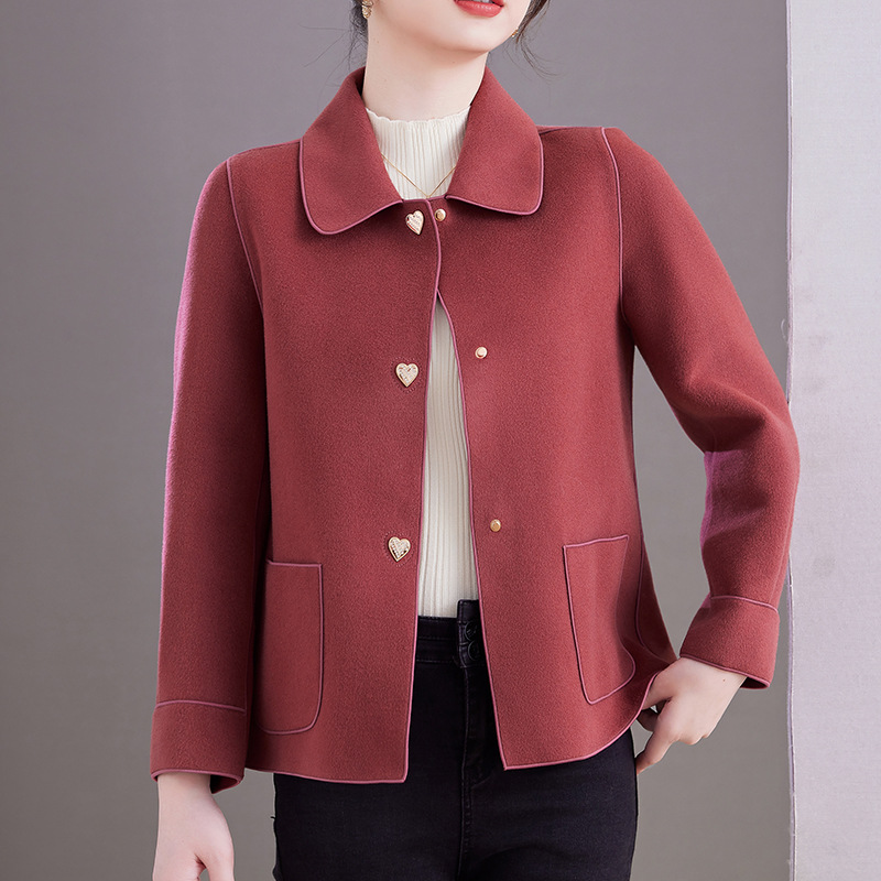 Double-Sided Cashmere Woolen Outwear for Women Short Style Autumn and Winter New Style 2024 Classy Elegant Woolen Outwear