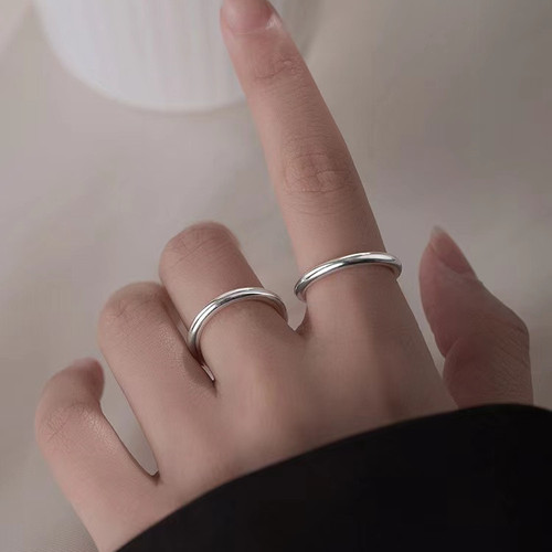 s999 sterling silver plain ring for women, light luxury, high-end, pure silver index finger ring, fashionable and personalized niche design ring