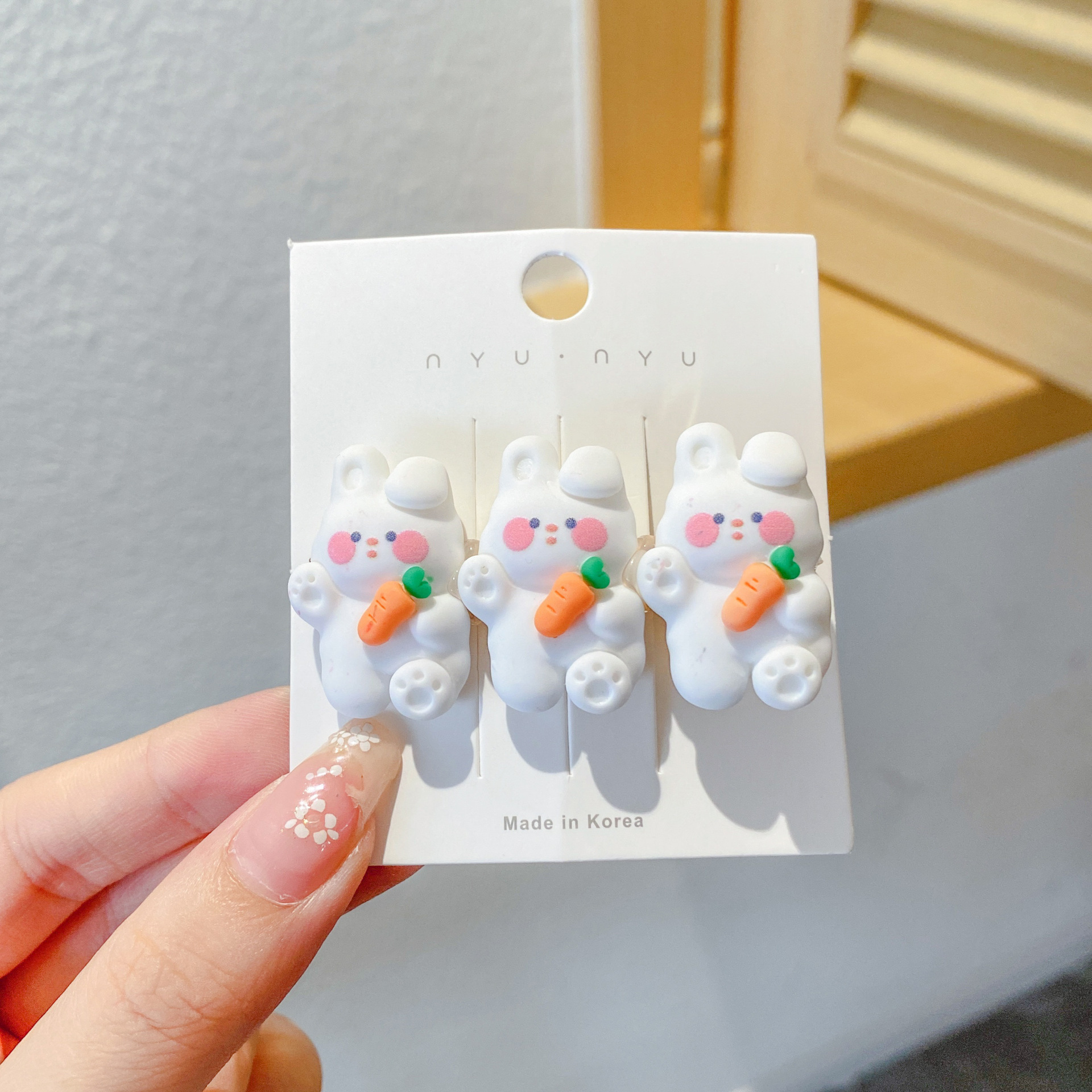 Lindo pequeño conejo blanco clip de horquilla celebridad en línea 2021 nuevo headwear hembra oso flequillo lateral clip horquilla