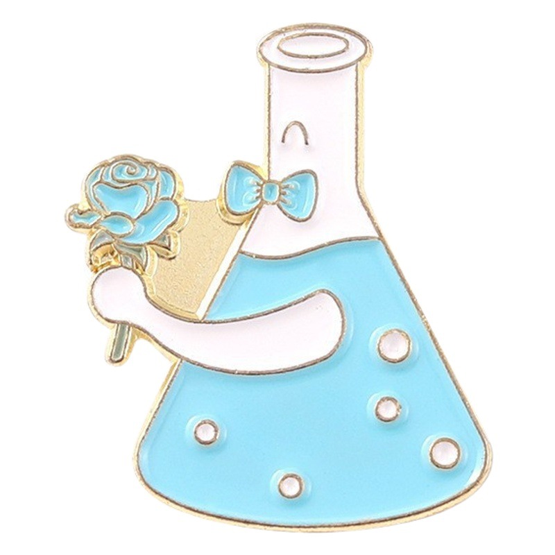 Productos químicos creativos botella química serie broche traje alcohol lámpara microscopio vaso de precipitados forma carta insignia