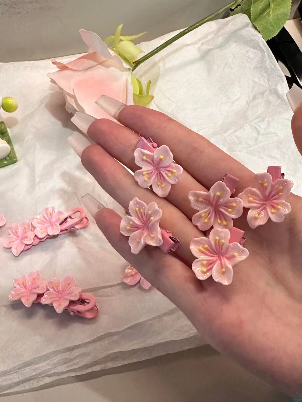 DT6043 핑크 사쿠라 덕빌 클립