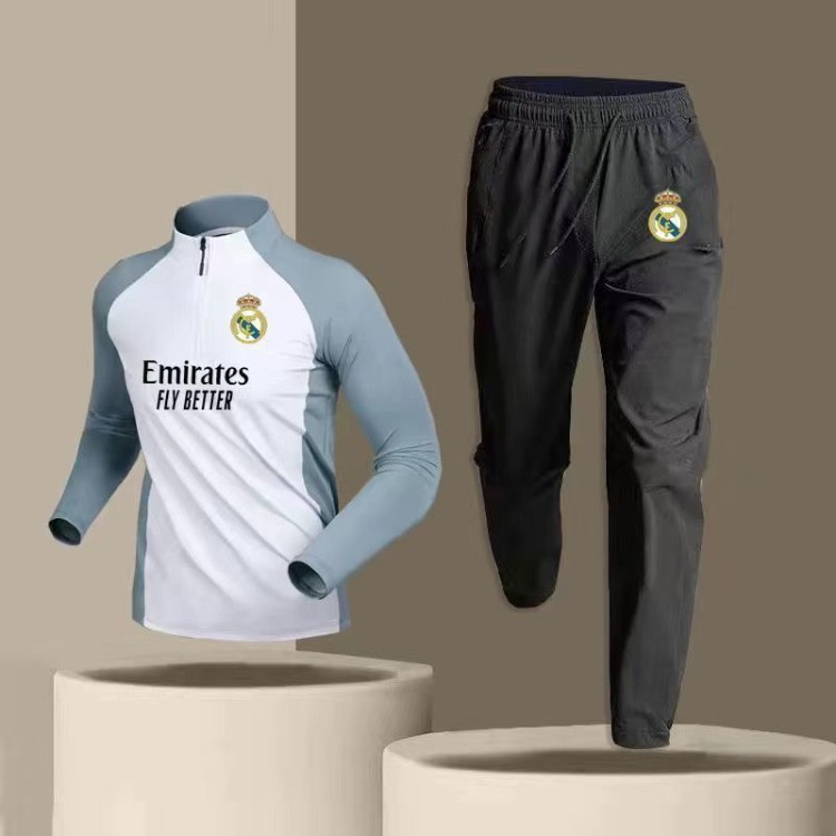 2324 juego de entrenamiento de fútbol masculino primavera y otoño rápido seco deporte de carrera dos piezas juego de cuello medio cremallera pantalones de manga larga