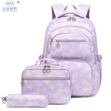 跨境新款小学生书包女印花儿童双肩背包减负大容量三件套书包批发