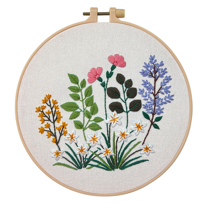 Lu Xiu estilo europeo flor y hierba colgando pintura traje hecho a mano DIY bordado material paquete decorativo pintura Amazon bolsa de práctica de inglés