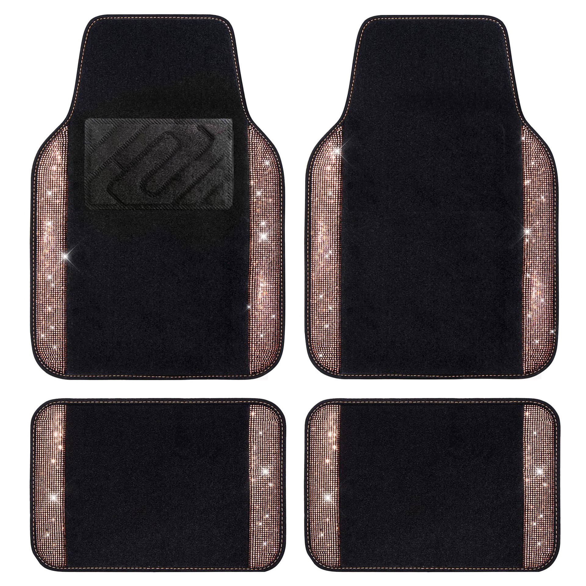 Cross-border Amazon minimalist car floor mats with crystal embellishments, made of durable and easy-to-clean crystal velvet, universal fit