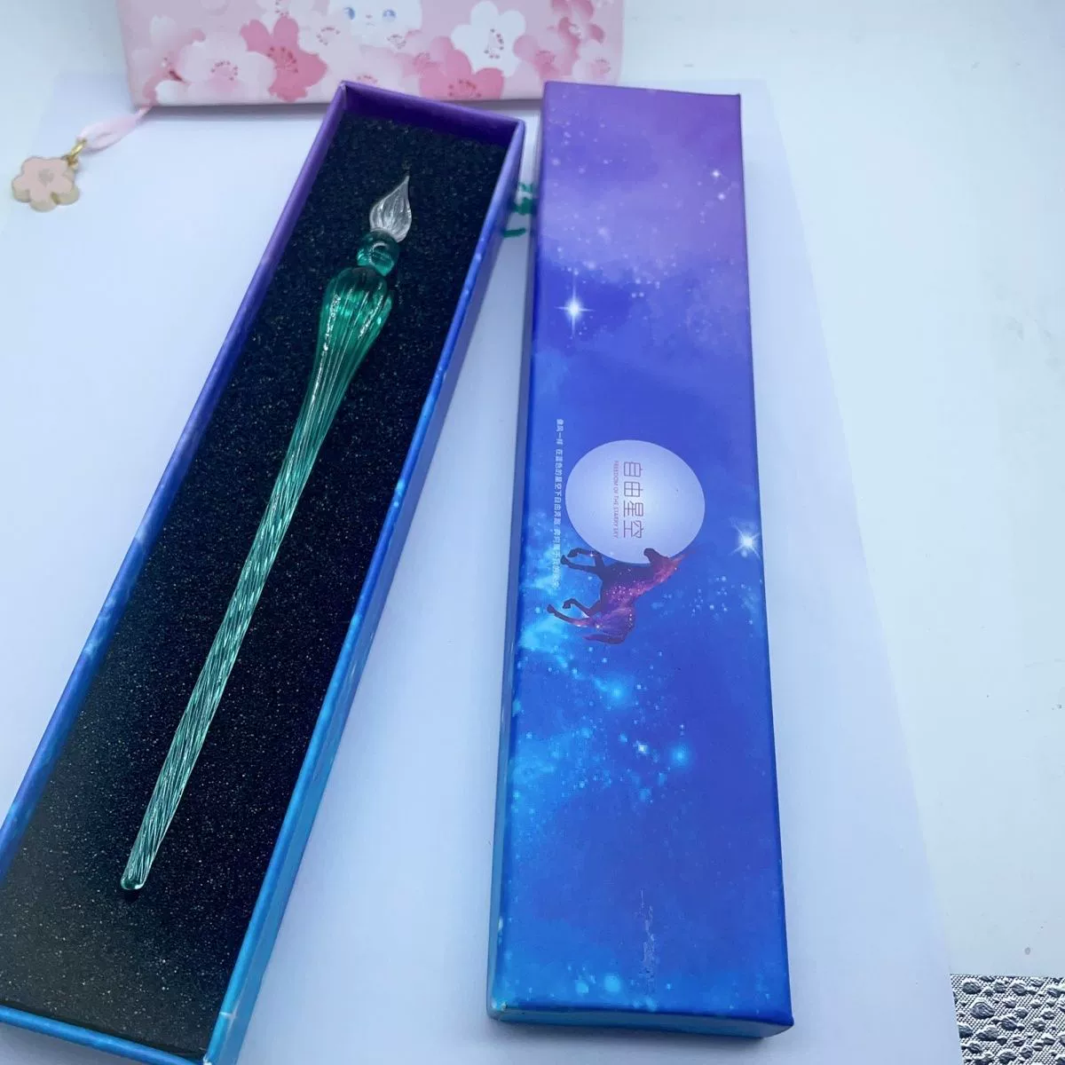 Colored crystal glass pen (respectively glass blue protein color) handmade dip pen internet celebrity crystal