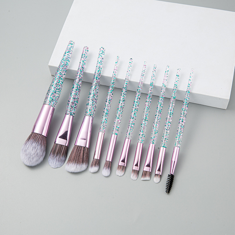 Preisgünstig für Studenten, mit Puder gefüllte Griffe, 10-teiliges Make-up-Pinselset_voghion.com