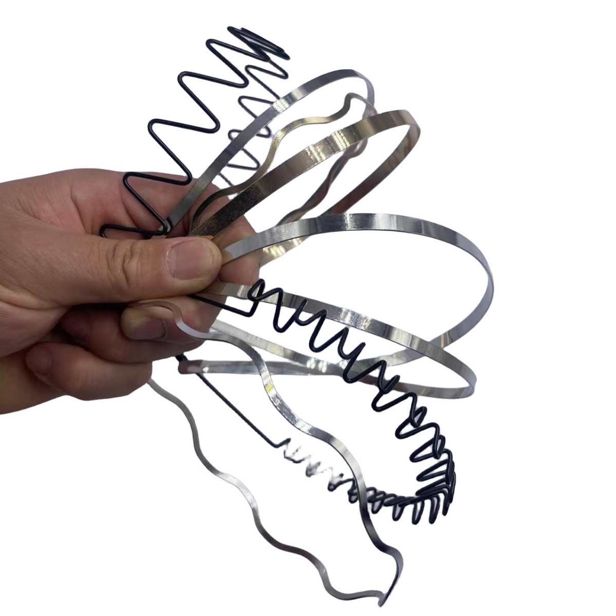 Diadema de cáñamo dorado plateado giro exquisito anillo de cabeza de hierro galvanizado en bruto metal 5MM diadema de tablero ligero