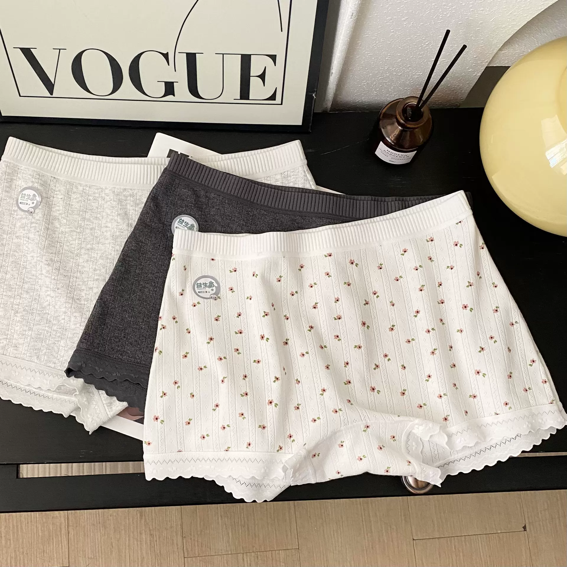 森系碎花平角四角内裤女生碎花新款纯棉7A抑菌裆安全裤二合一