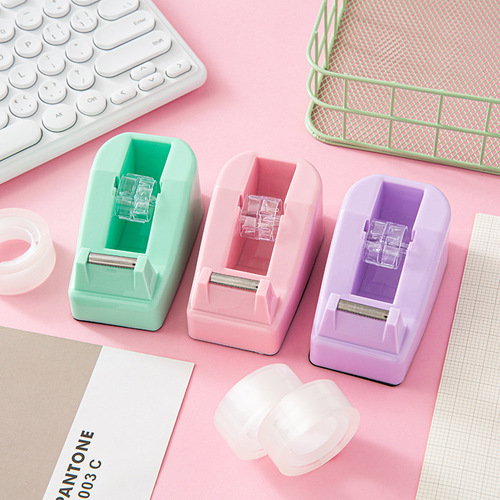 Macaron-colored tape holder small packager tape machine set office portable labor-saving manual tape cutter