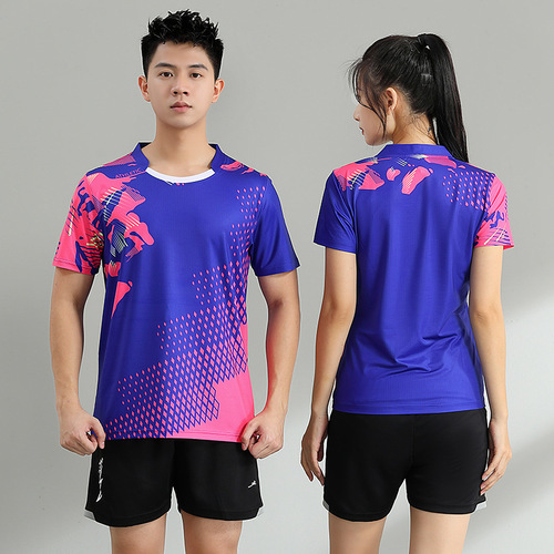 New Women's Badminton Sport Set Quick-Drying Breathable Tennis Short-Sleeve Group Badminton Volleyball Printed Training Suit