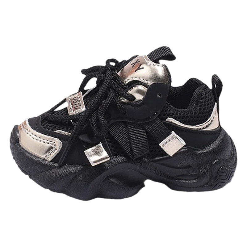 2025 primavera nuevos zapatos de moda para niños y papá, zapatos deportivos para niños, zapatos transpirables de estilo coreano para correr de malla para niñas
