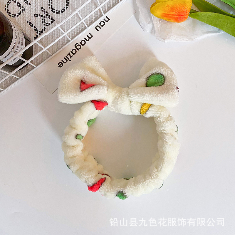 Diadema con lazo impreso creativo europeo y americano, diadema de felpa, tocador para mujer, tocado de maquillaje, diadema de franela, accesorios para el cabello
