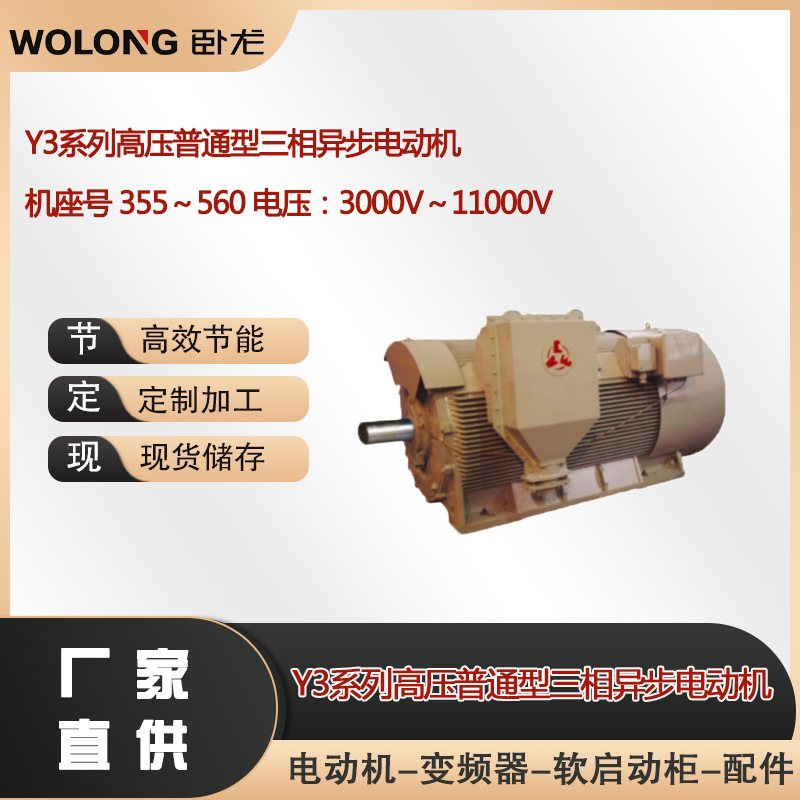 Y3系列高压普通型三相异步电动机 机座号 355～560 电压：3000V