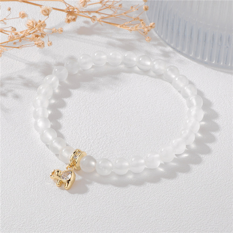 Micro-inlaid pendant bracelet bridesmaid hand gift 6mm gypsum stone pure wind for girlfriend advanced elegant birthday gift