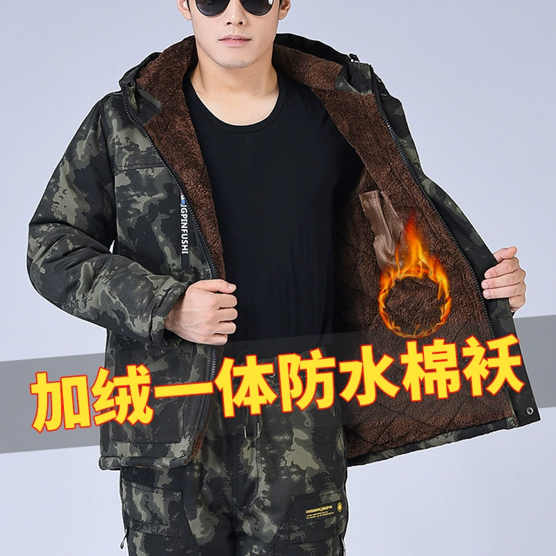 Новая зимняя непромокаемая флисовая куртка с хлопковой подкладкой на молнии, супер толстое пальто в стиле милитари с несколькими карманами, охрана труда, грязная работа