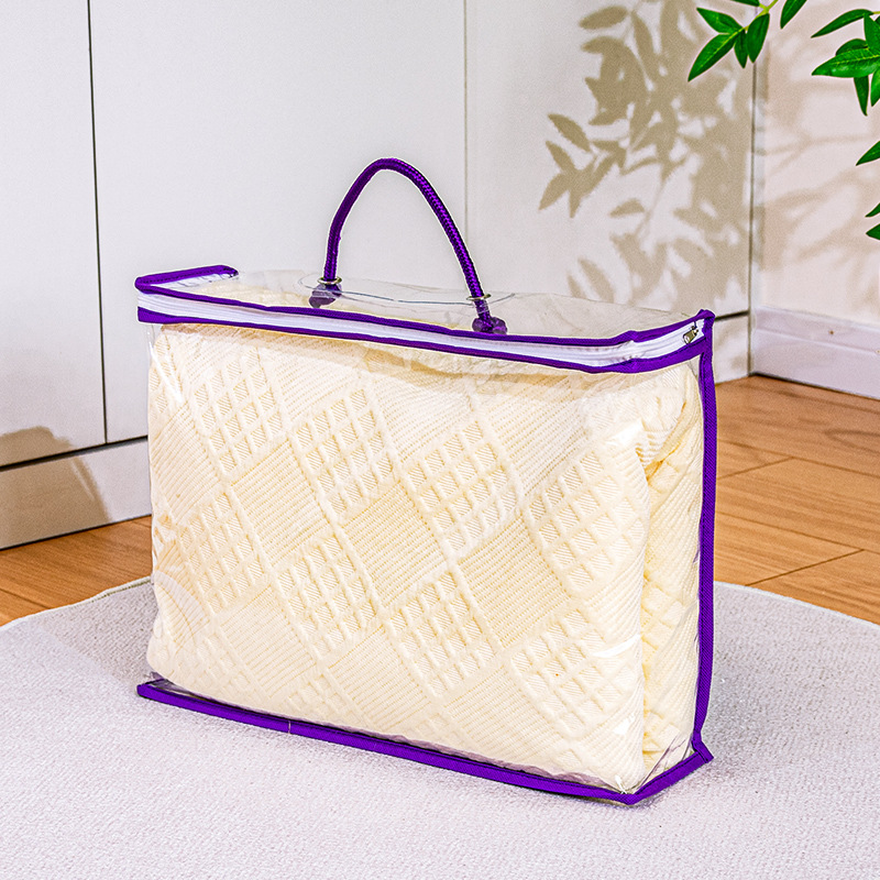 PVC 투명 신소재 + 보라색 PP 로프 손잡이 [D007]