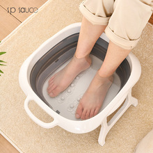 日本可折叠足浴盆家用泡脚桶加高塑料洗脚桶按摩保温足浴盆高深桶