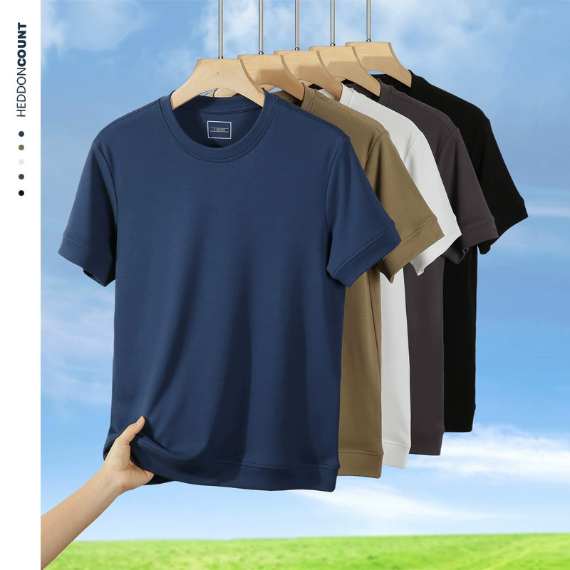 Мужская футболка Dengjue 210G: летняя новинка, простая свободная однотонная футболка с круглым вырезом, повседневная молодежная модель