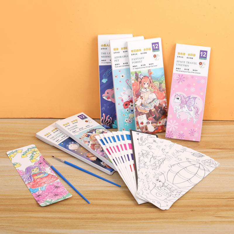 Watercolor doodle painting pad, coloring notebook, trendy self-contained paint, water-soluble, ready-to-draw painting pad, poster paint wholesale