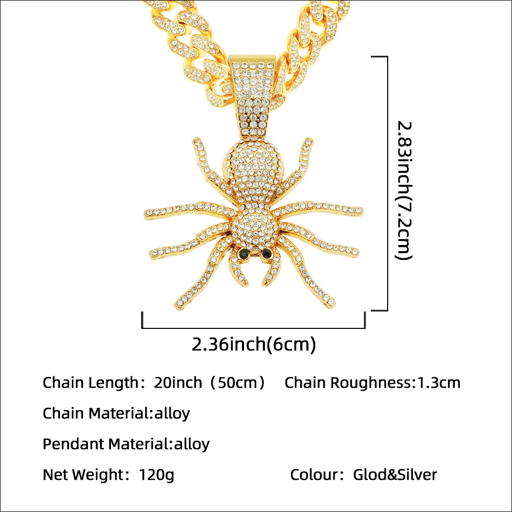 Street Exaggerated Personality Diamond Pendant Hip Hop Spider Necklace display picture 1