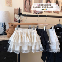 白色芭蕾风温柔甜美半身裙春季女装新款百搭高腰蕾丝蛋糕裙蓬蓬裙