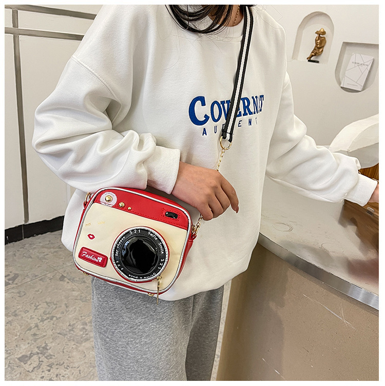 554g Weight Polyester Lining Material Zipper Closure Type Single Shoulder Strap Strap Type Camera Bag Bags Type Casual, Daily Occasion Polyester Material Geometric Pattern All Seasons Season Unisex Gender Cute Style Square Shape Pink, Red, Black Color Medium Size Unisex Medium Geometric Square Zipper Camera Bag 14