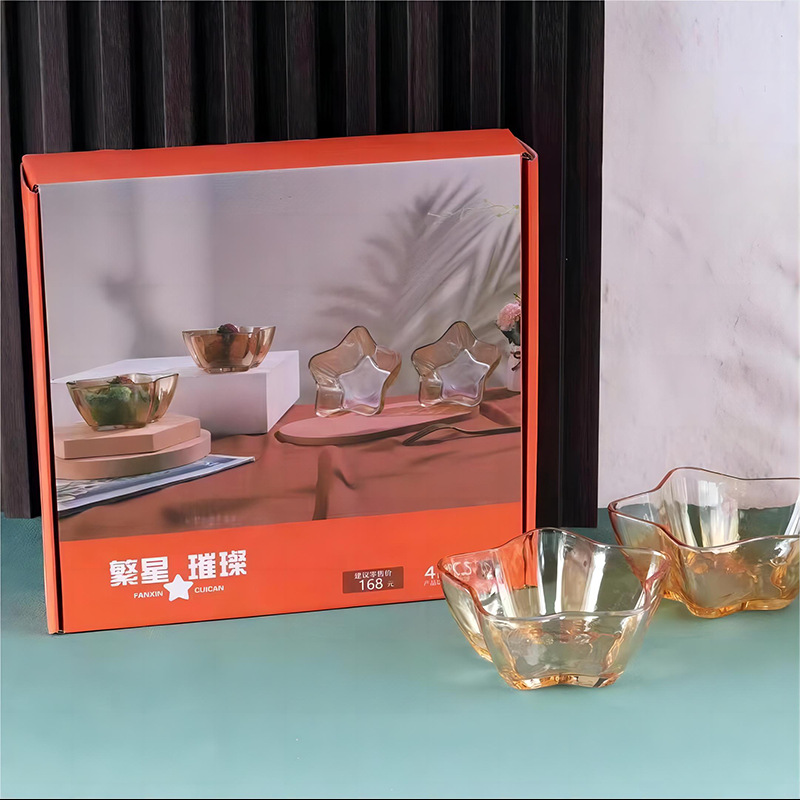 Estilo japonés pentagrama hogar ensalada de frutas tazón ins viento neto rojo de alto aspecto postre creativo tazón de vidrio regalo universal