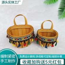 收纳篮木片收纳筐 厨房葱姜蒜壁挂小篮子 大蒜鸡蛋篮日式置物现货