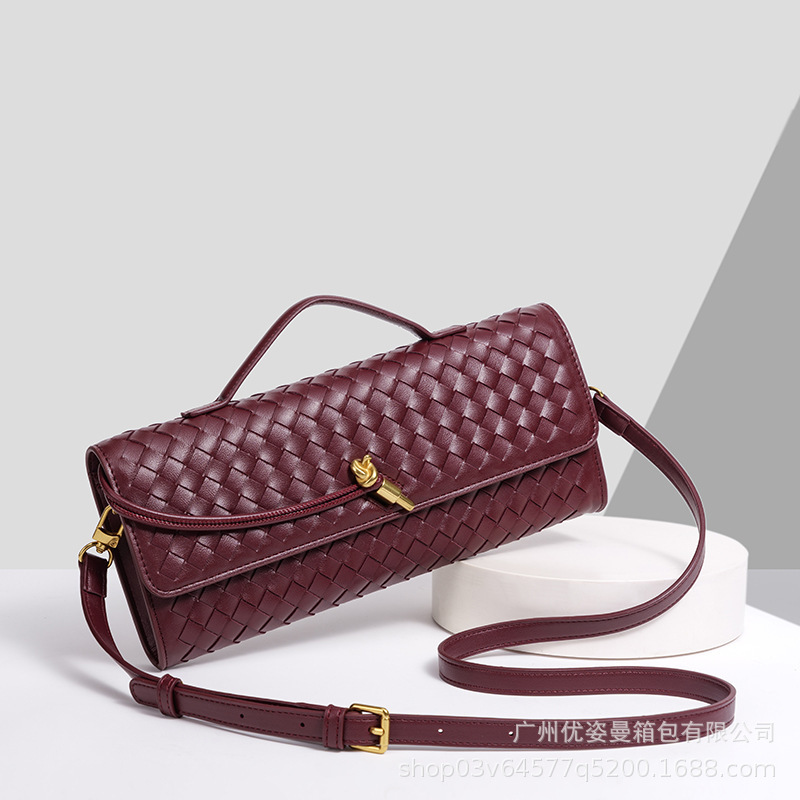 Big Sale Special Price Horizontal Woven Shoulder Baguette Bag, High-End Clutch Bag, Exquisite and Versatile Evening Bag, Women's Cross-Body Bag