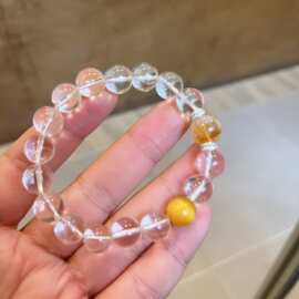 天然白水晶手链女款金虎眼石手串送闺蜜女友礼物水晶手链直播供货