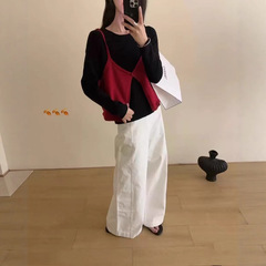 2025年秋季新款韩版气质甜美减龄设计感小众背心吊带+打底衫套装