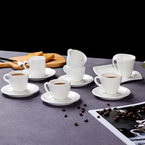 意式浓缩咖啡杯碟商用欧式简约纯白色陶瓷小咖啡杯子订作