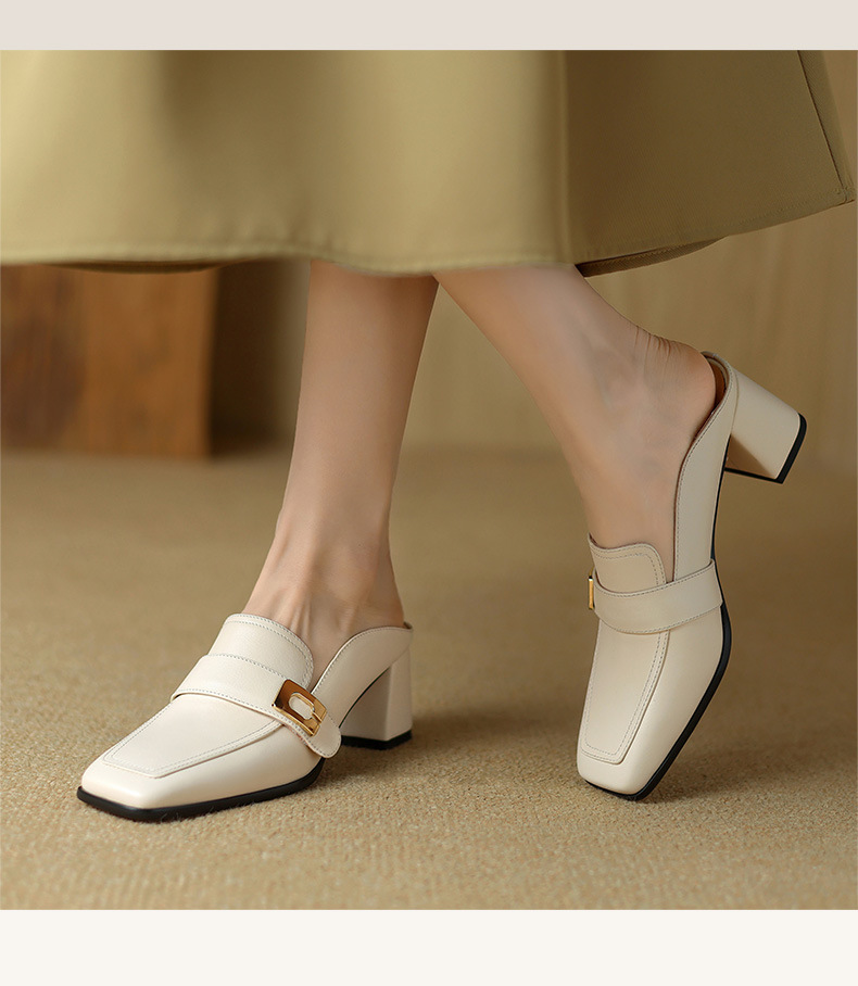 CHIKO Lara Square Toe Block Heels Clogs/Mules Shoes
