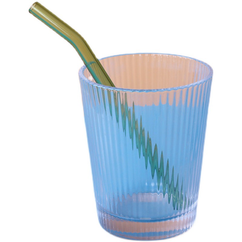 2F15CM glass straw short cup straw heat-resistant high-temperature milk beverage transparent curved tube non-disposable