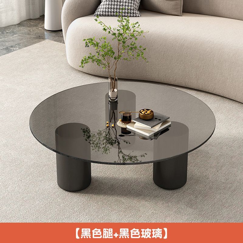 Residencia moderna y simple sala de estar doméstica lujosa ligera redonda de vidrio de roca italiana pequeña casa mesa de té de varios grupos