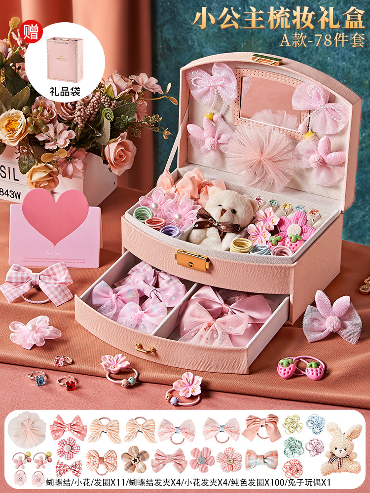 Regalo de Año Nuevo para Niñas, Juguete de Cumpleaños para Niñas de 3 a 10 Años, Caja de Regalo de Joyería para Niñas de 8 Años, Accesorios para el Cabello para Niñas de 6 Años